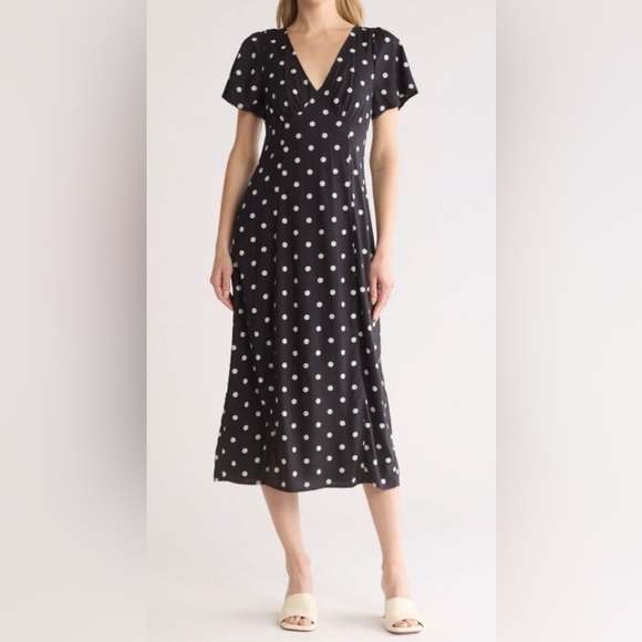 Madewell Dresses & Skirts - Madewell Black and White Polka Dot Midi Dress